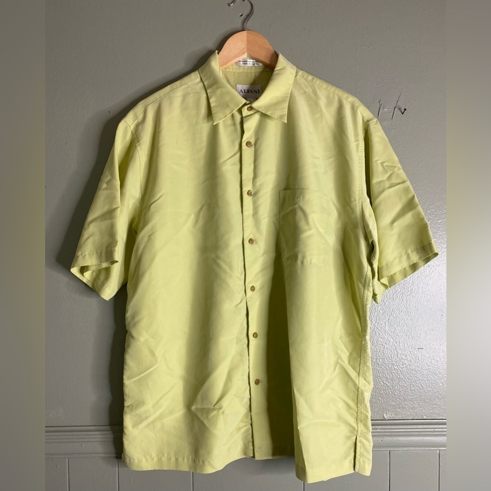 ALFANI Mens Short Sleeve Button Down Dress Shirt Size Large